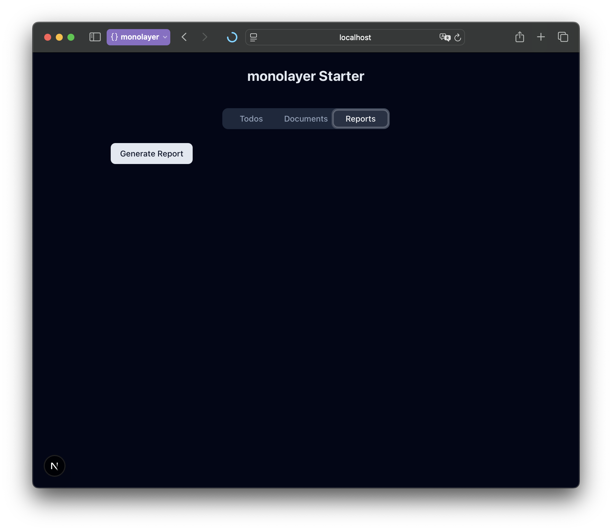 Reports tab